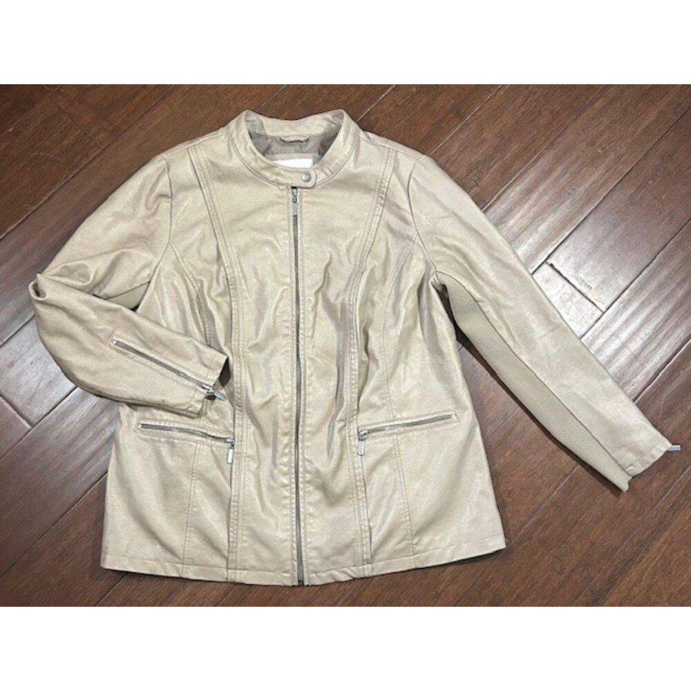 Woman Within - Tan Vegan Leather jacket - Size 20W